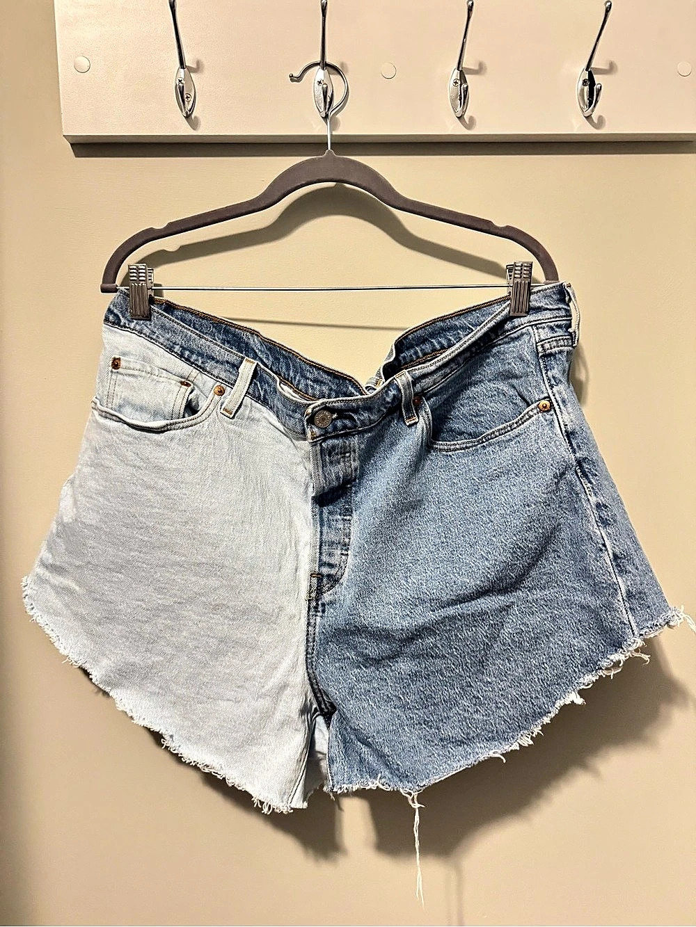 Levi's Two-Tone Color Block Denim Jean Shorts Waist 18